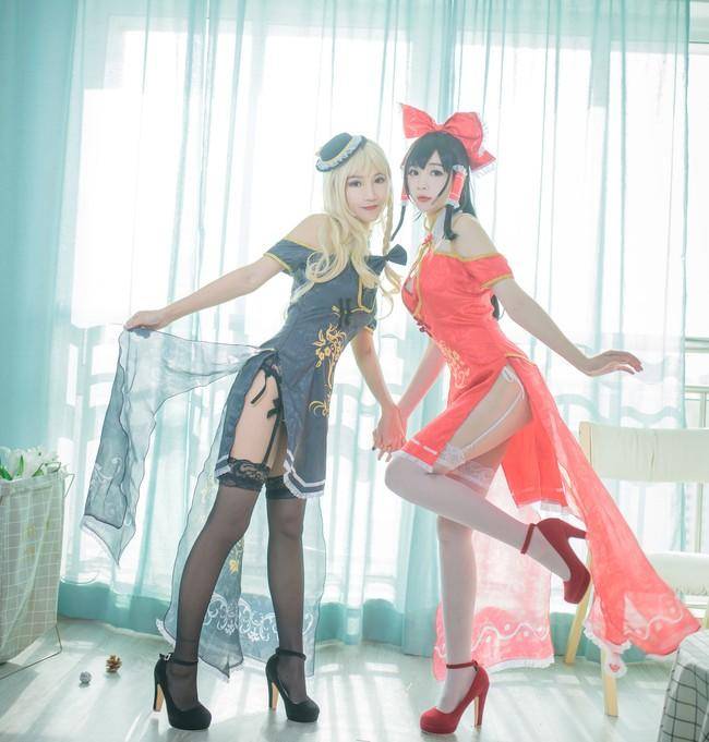 雾雨魔理沙 博丽灵梦cosplay(图1)
