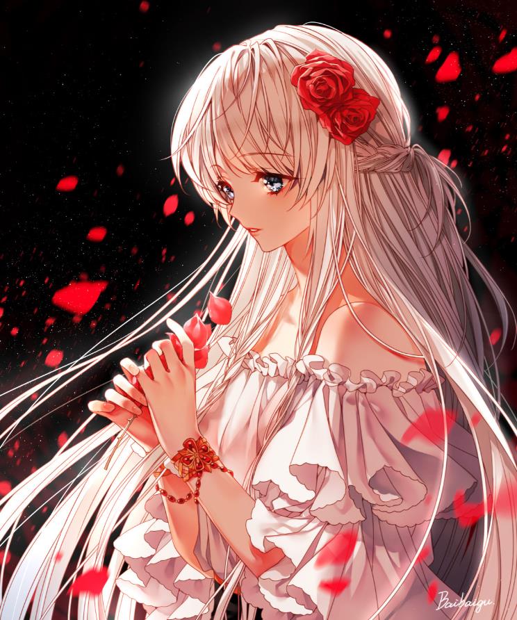[Pixiv精选]如月光般皎洁。银发女子插画特辑(图1)