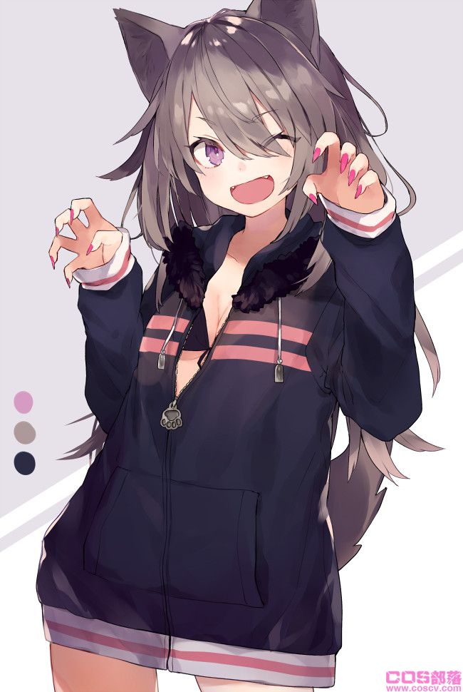 [动漫美图]毛绒绒！兽耳×连帽衫插画特辑(图3)