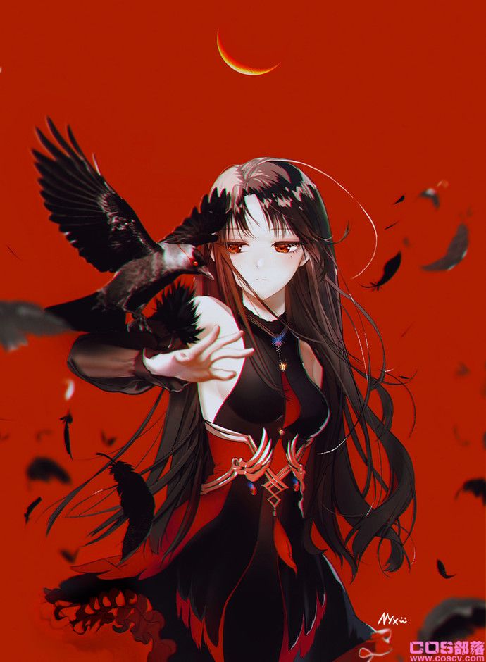 [动漫美图]黑亮柔顺!黑色长发女子插画特辑(图16)