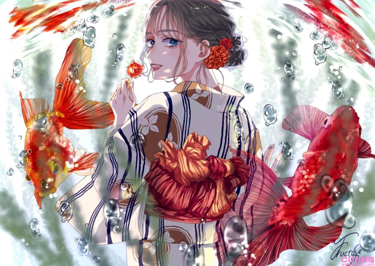 [Pixiv精选]水中一点红。金鱼插画特辑(图5)