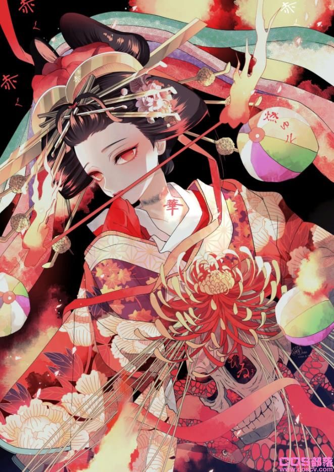 [Pixiv精选]于夜晚灿烂绽放。花魁插画特辑(图3)
