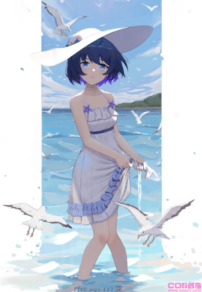 [Pixiv精选]衬托夏日的你。白色连衣裙女孩插画特辑(图3)