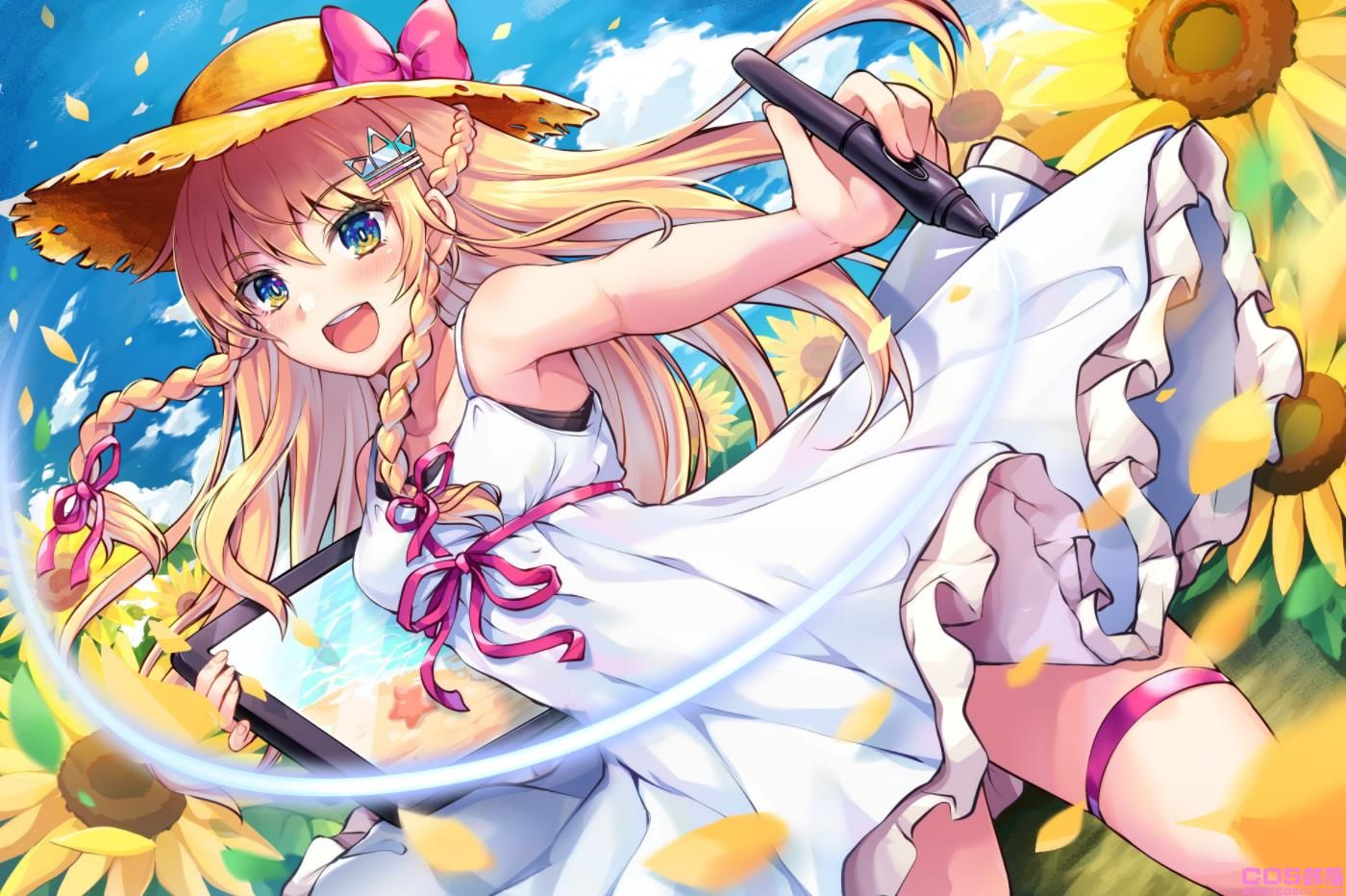 [Pixiv精选]衬托夏日的你。白色连衣裙女孩插画特辑(图9)