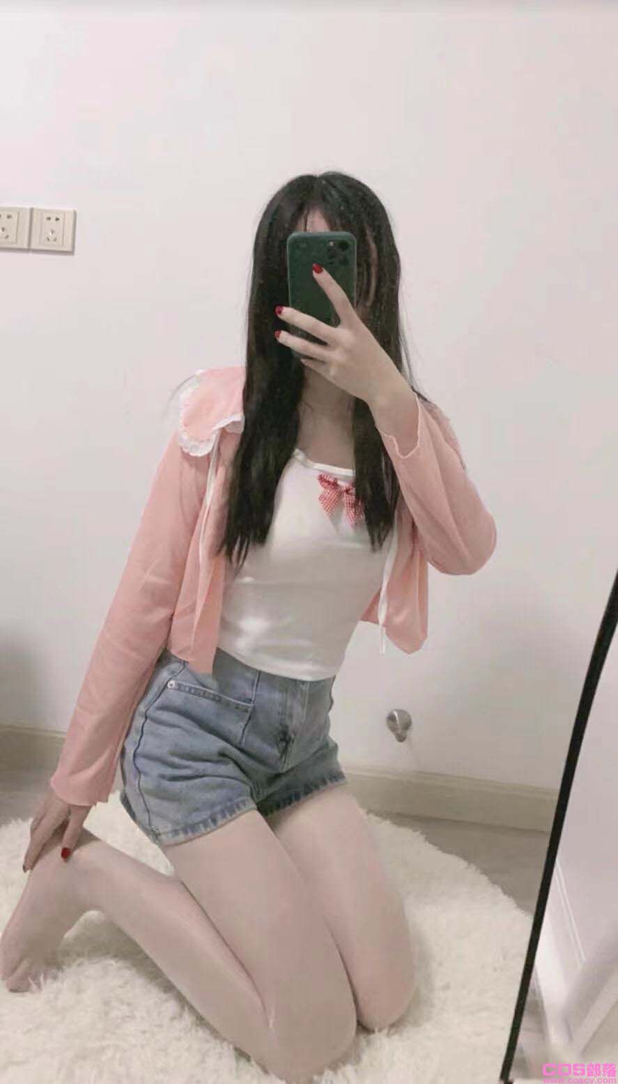 纯欲粉色上衣外套(图1)
