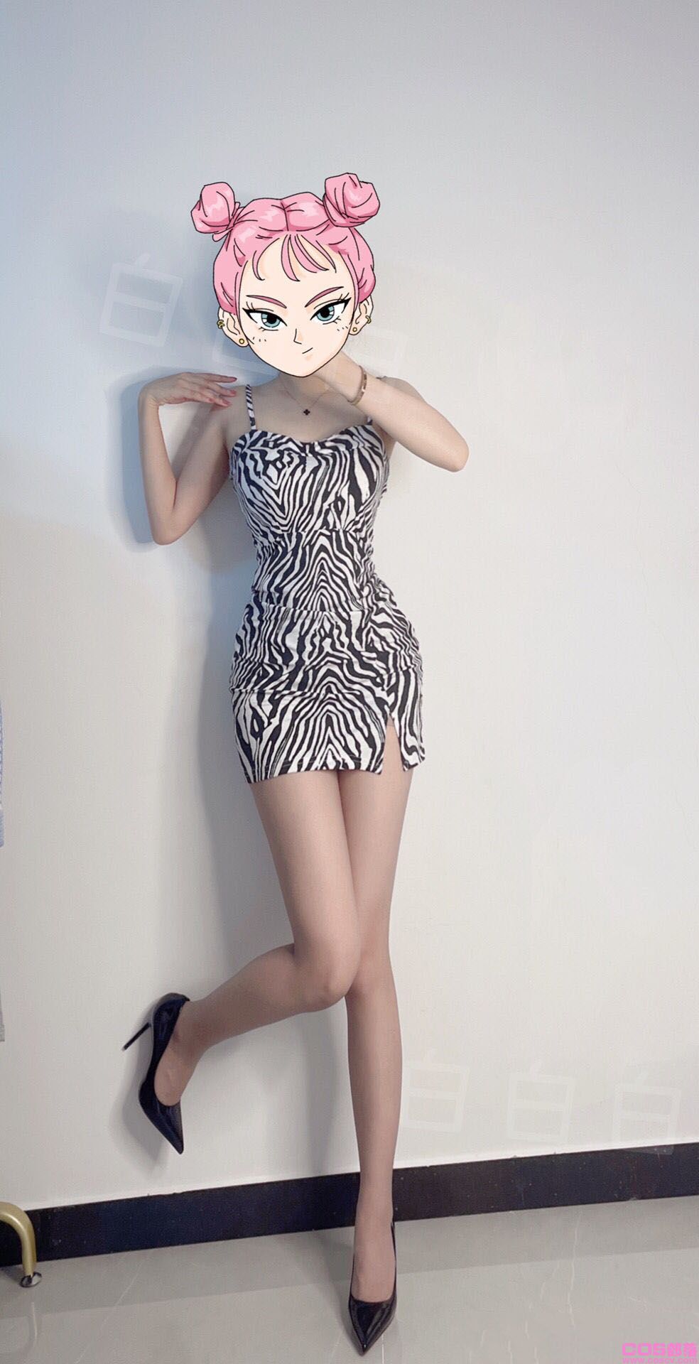 斑马纹吊带连衣裙(图2)