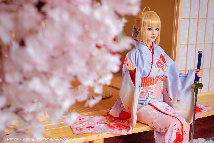 二次元萌妹子和服Saber同人Cosplay唯美写真图片(图4)