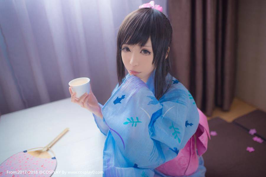 清纯美女青青子Cosplay高岭爱花同人和服(图2)