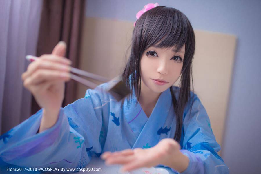 清纯美女青青子Cosplay高岭爱花同人和服(图8)