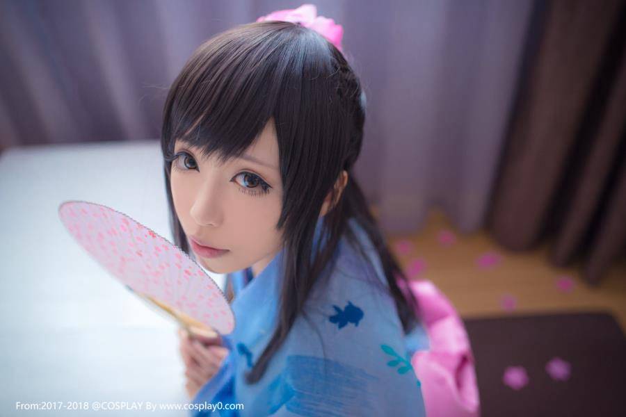 清纯美女青青子Cosplay高岭爱花同人和服(图5)