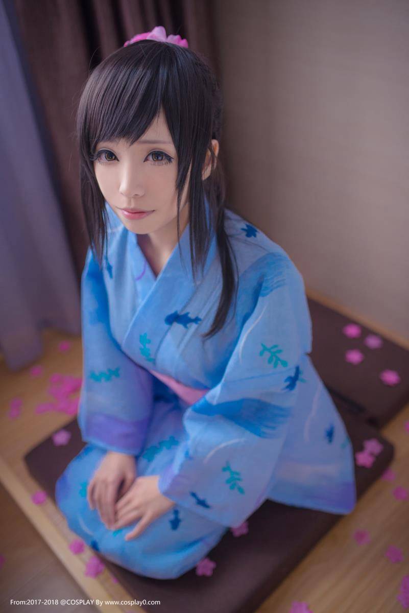 清纯美女青青子Cosplay高岭爱花同人和服(图3)