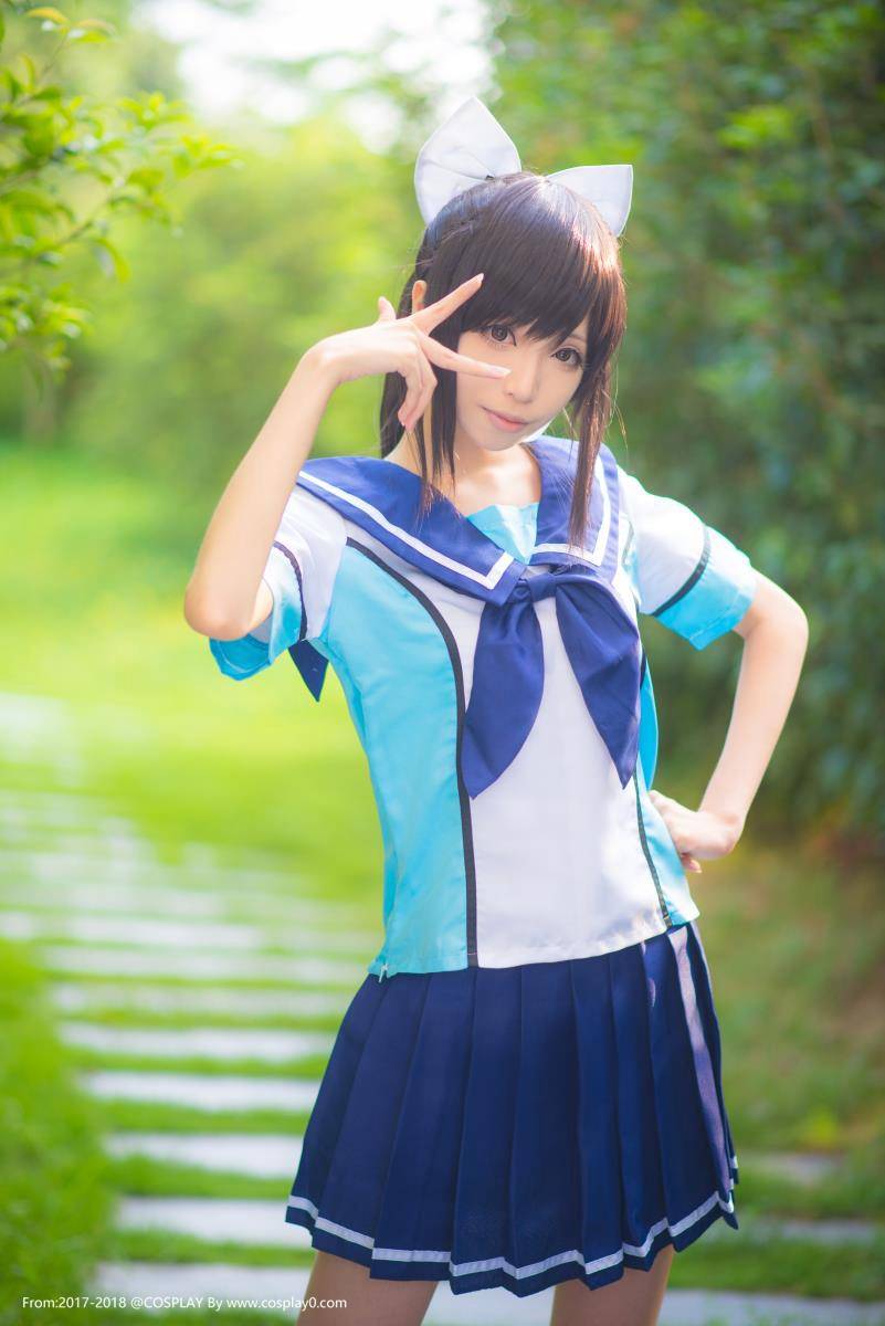 小清新美女青青子高岭爱花同人女水手服Cosplay(图6)