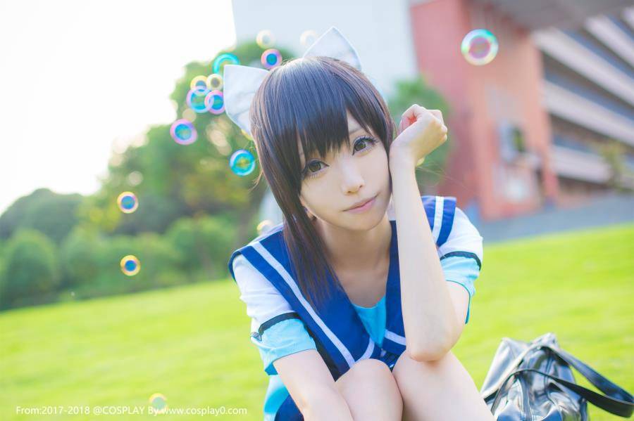 小清新美女青青子高岭爱花同人女水手服Cosplay(图8)