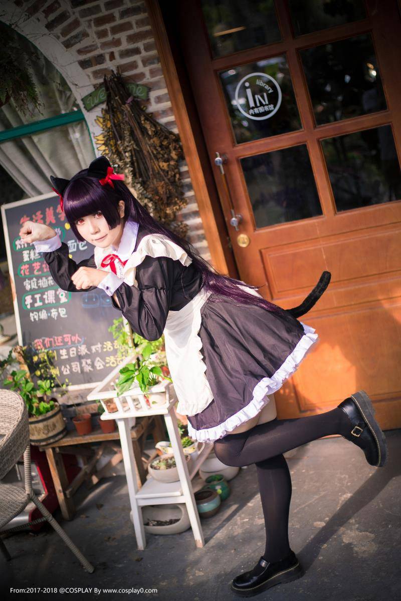 白金x肛塞尾五更琉璃黑猫同人女仆装Cosplay本子(图4)