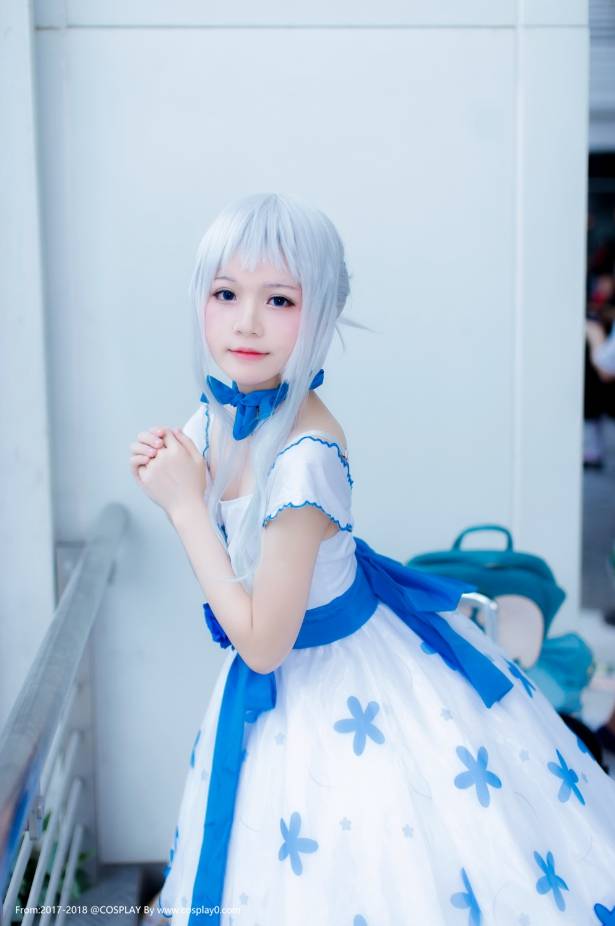 动漫漫展未闻花名桜桃喵Cos本间芽衣子可爱萝莉(图7)