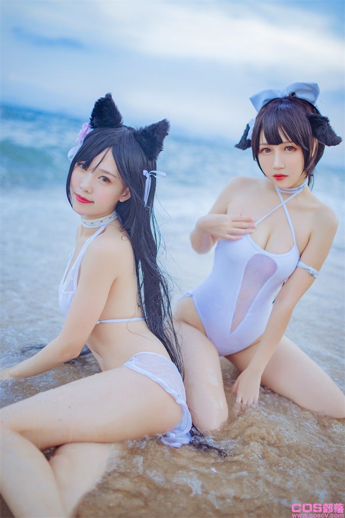微博人气Coser@抖娘-利世 抖娘×不呆猫 獒犬海边泳装【41P/326MB】(图2)