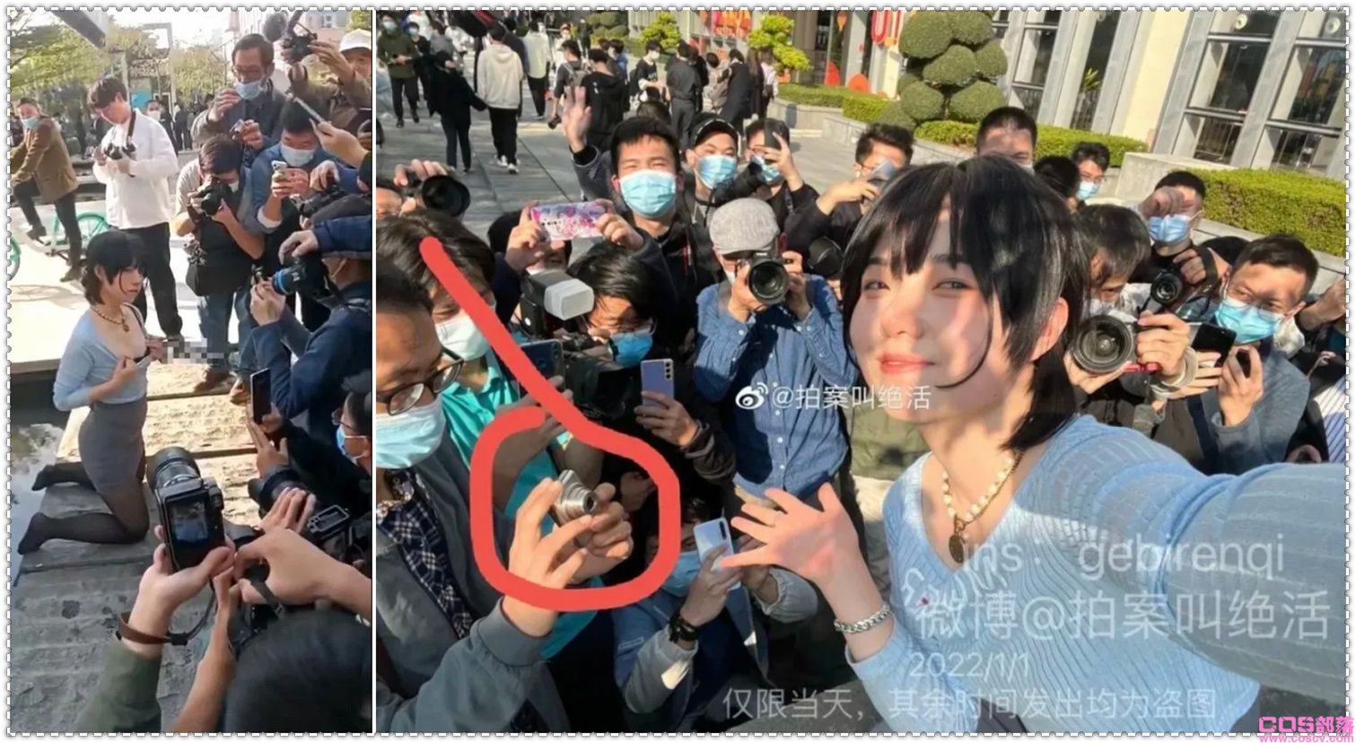 2022广州萤火虫漫展事件原图 广州漫展女cosplay强抱路人(图1)