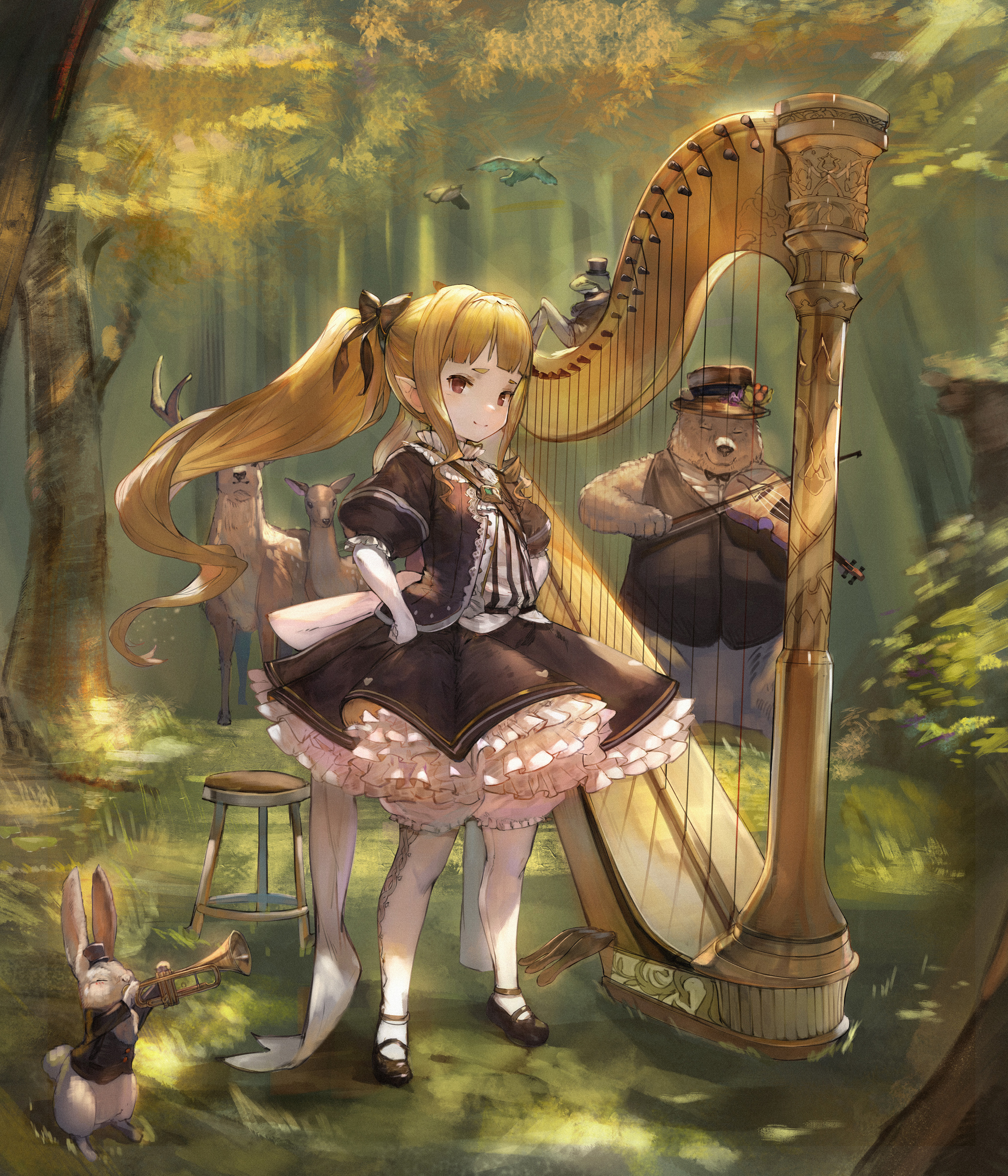[Pixiv精选] 奏起动人的旋律。竖琴插画特辑(图5)