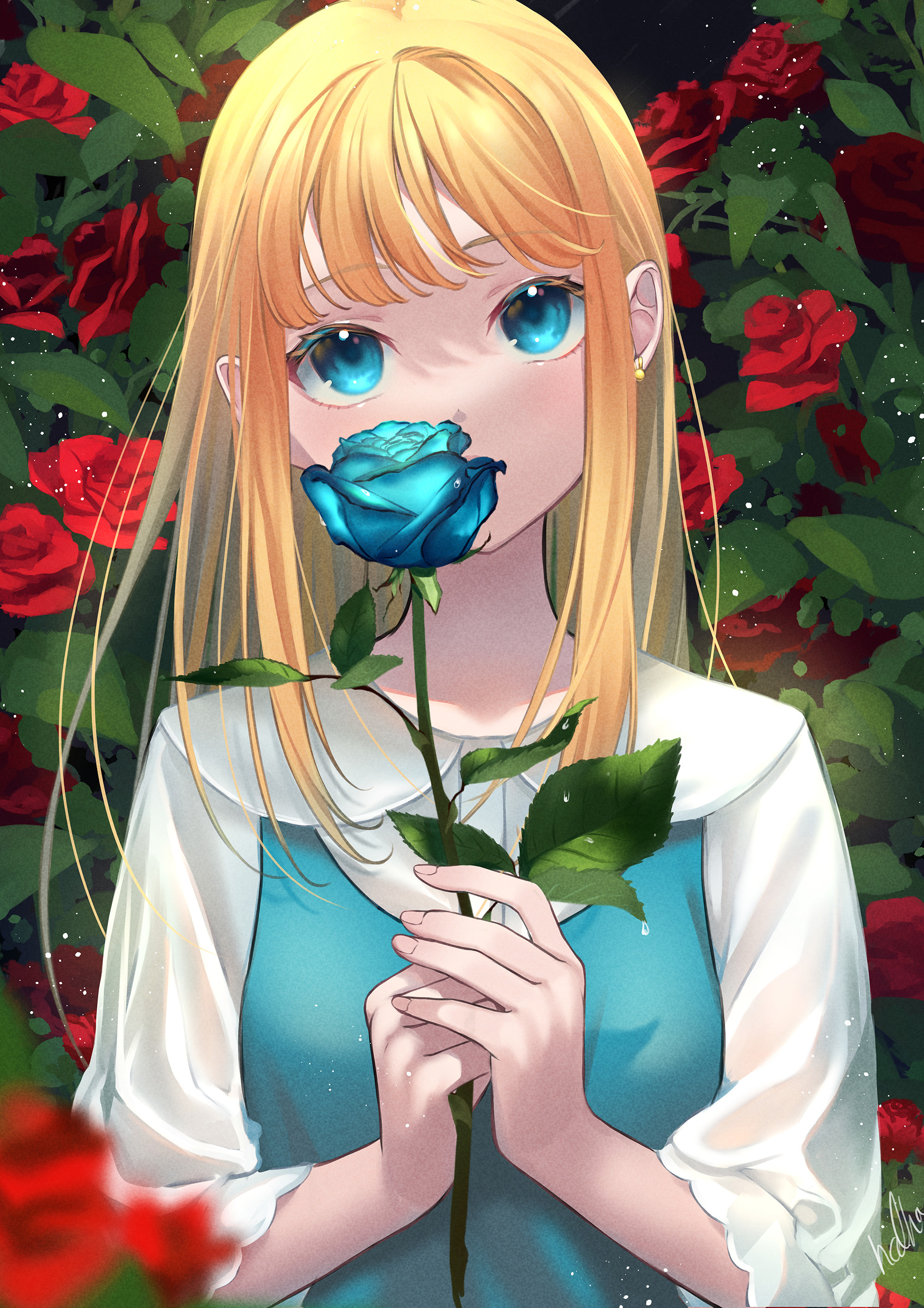 [Pixiv精选] 唇边的美丽。花在嘴边插画特辑(图4)