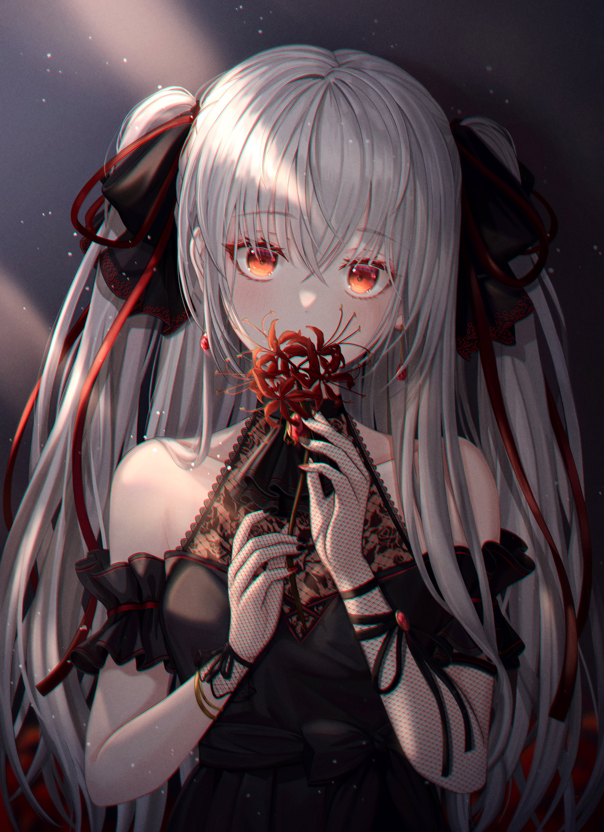 [Pixiv精选] 唇边的美丽。花在嘴边插画特辑(图9)
