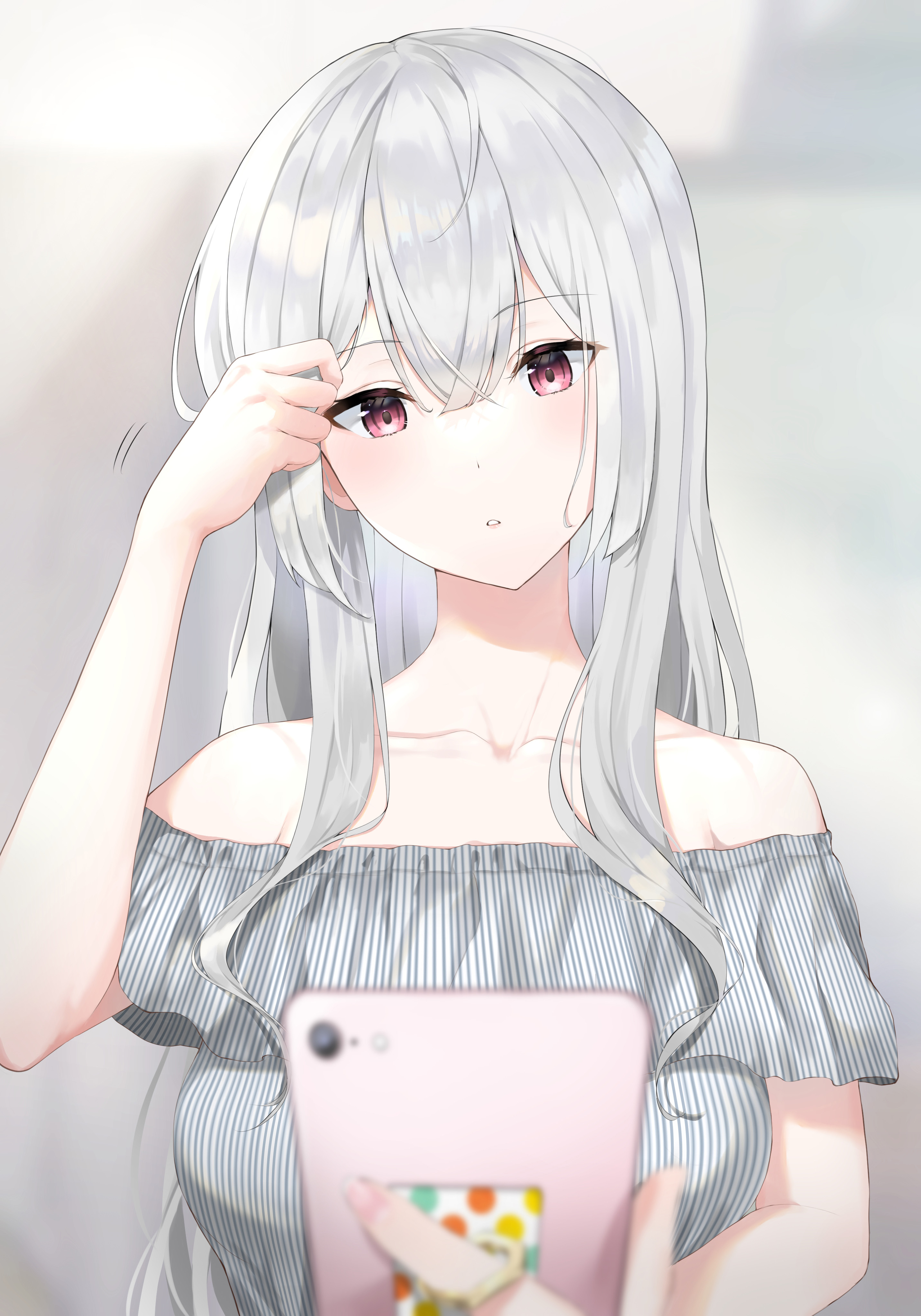 [Pixiv精选] 轻碰秀发。手碰头发女子插画特辑(图4)