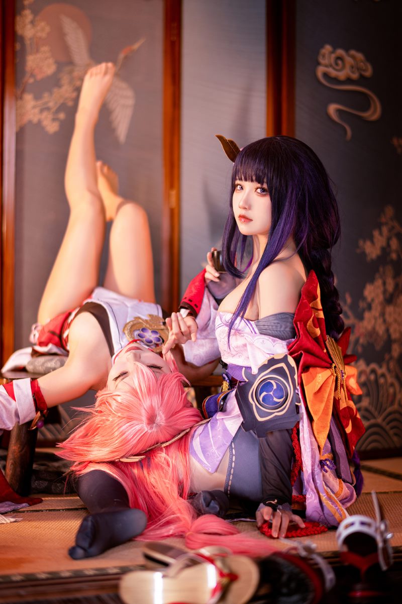 动漫博主@伊喵君 《原神 鸣神双人》八重&雷神 双倍快乐(&桃景三酪) [57P/661MB](图2)